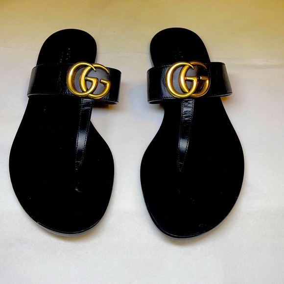 Gucci Shoes - AUTHENTIC GUCCI Marmont Leather Thong Sandal